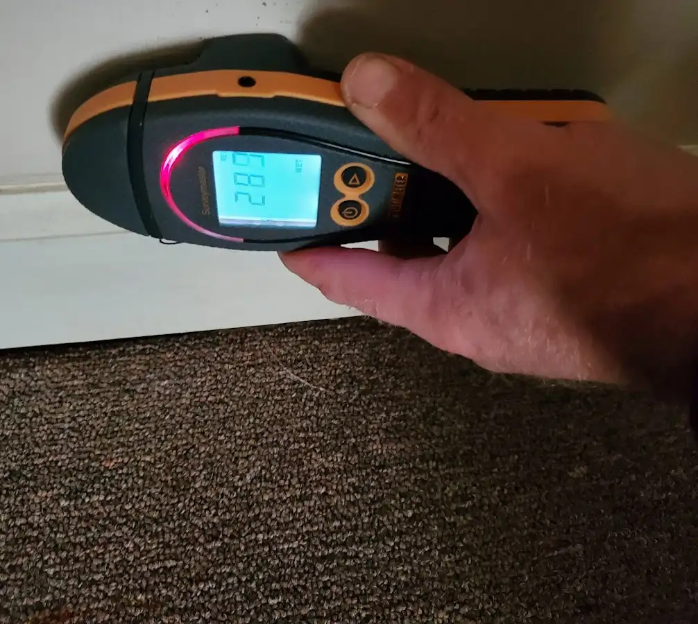 Moisture detection at baseboard during Sewage Cleanup & Sanitation in North Kingstown