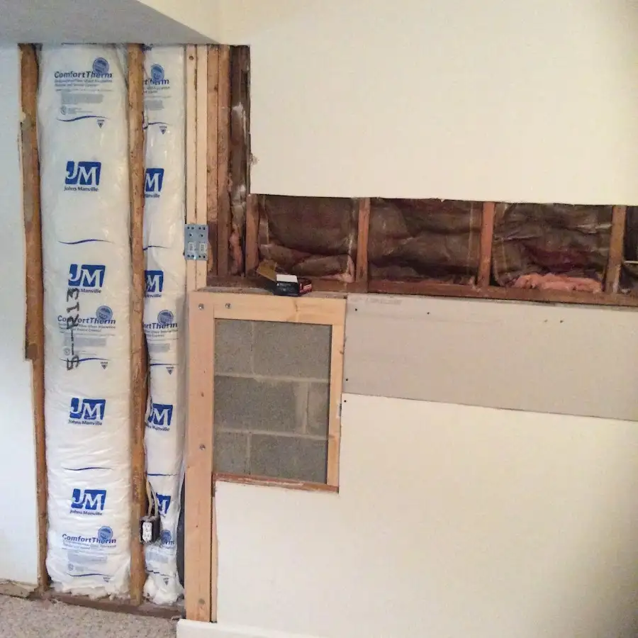 Wall insulation replacement during Contents Cleaning & Restoration in North Kingstown
